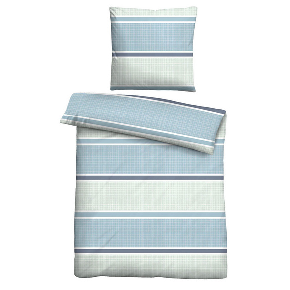 Castell Thermo-Fleece Bettwäsche Querbalken eisblau, 1x 155x220 cm + 1x 80x80 cm
