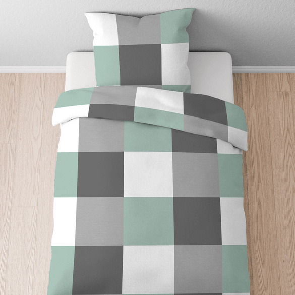 Castell Thermo-Fleece Bettwäsche karo mint, 1x 135x200 cm + 1x 80x80 cm