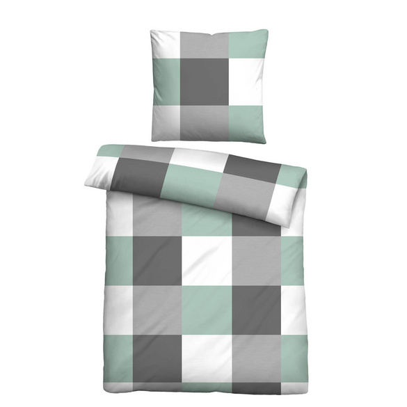 Castell Thermo-Fleece Bettwäsche karo mint, 1x 135x200 cm + 1x 80x80 cm