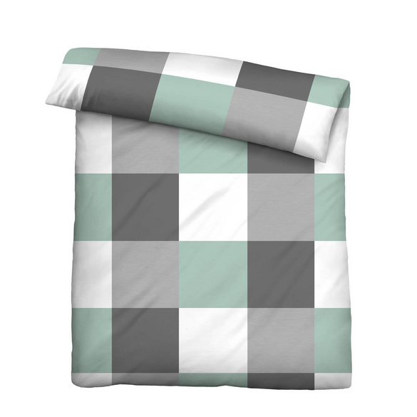 Castell Thermo-Fleece Bettwäsche karo mint, 1x 155x220 cm + 1x 80x80 cm