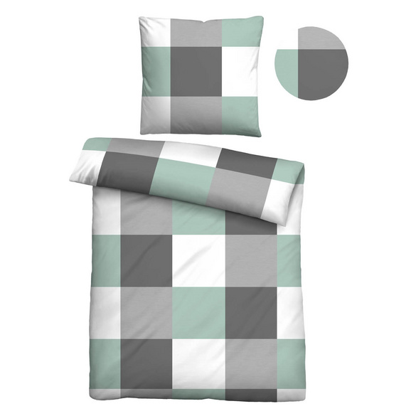Castell Thermo-Fleece Bettwäsche karo mint, 1x 155x220 cm + 1x 80x80 cm