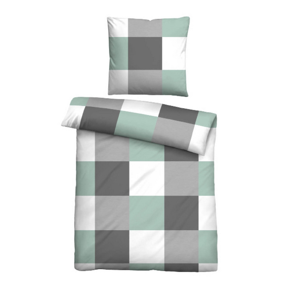 Castell Thermo-Fleece Bettwäsche karo mint, 1x 155x220 cm + 1x 80x80 cm