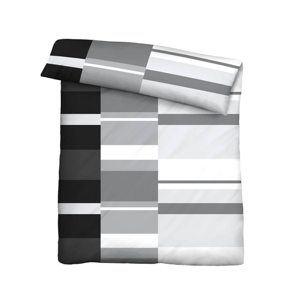 Castell Polycotton Renforce Bettwäsche Streifen schwarz, 1x 155x220 cm + 1x 80x80 cm