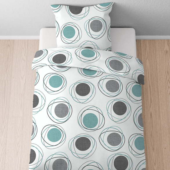 Castell Polycotton Renforce Bettwäsche Kringel silber/grau, 1x 155x220 cm + 1x 80x80 cm