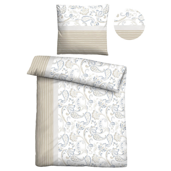 Castell Feinbiber Bettwäsche Paisley grau, 1x 135x200 cm + 1x 80x80 cm