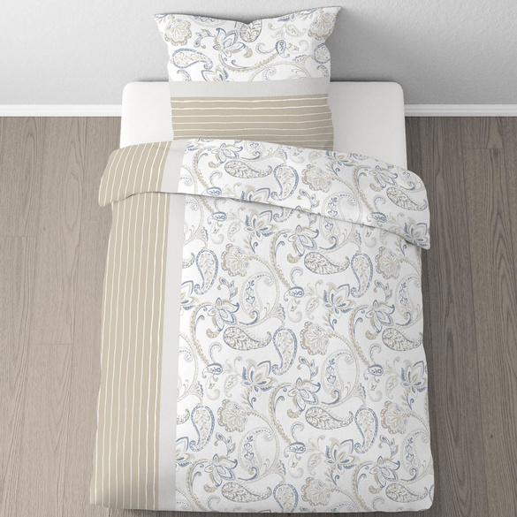Castell Feinbiber Bettwäsche Paisley grau, 1x 135x200 cm + 1x 80x80 cm