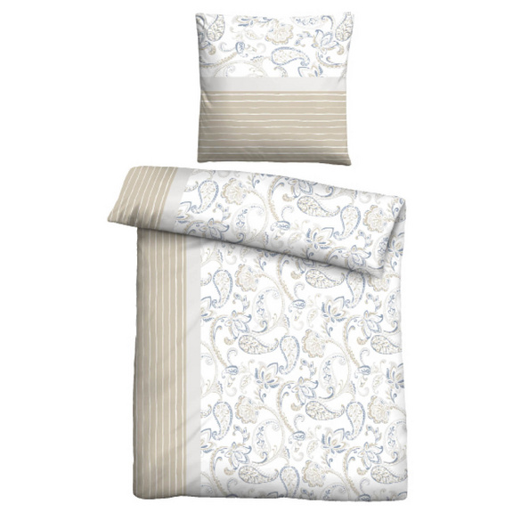 Castell Feinbiber Bettwäsche Paisley grau, 1x 135x200 cm + 1x 80x80 cm