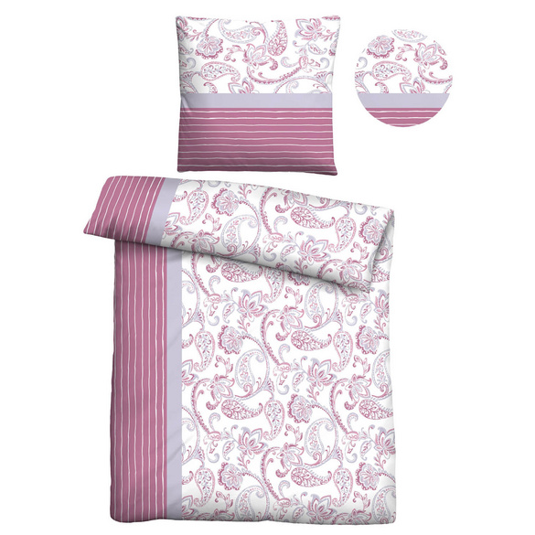 Castell Feinbiber Bettwäsche Paisley brombeer, 1x 135x200 cm + 1x 80x80 cm