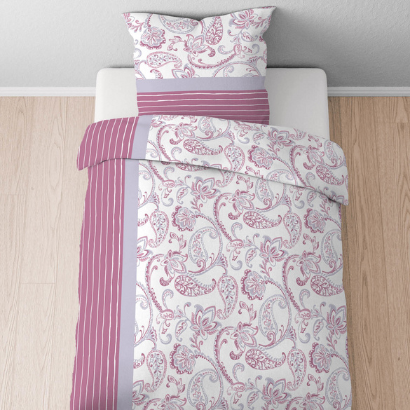 Castell Feinbiber Bettwäsche Paisley brombeer, 1x 135x200 cm + 1x 80x80 cm