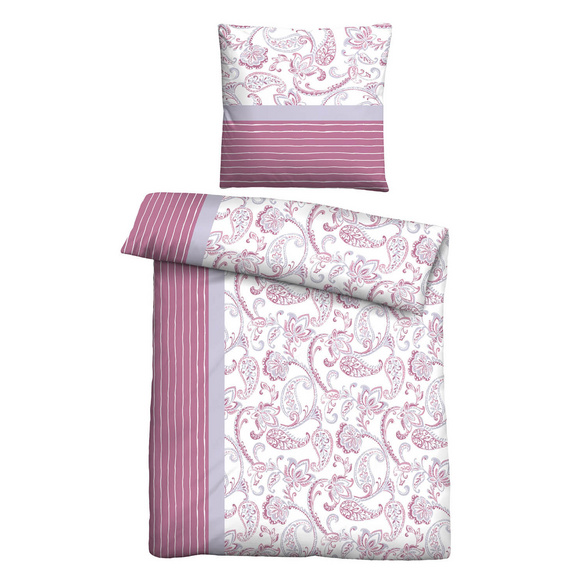 Castell Feinbiber Bettwäsche Paisley brombeer, 1x 135x200 cm + 1x 80x80 cm