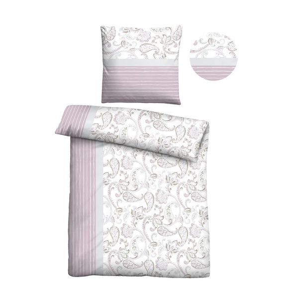 Castell Feinbiber Bettwäsche Paisley viola, 1x 135x200 cm + 1x 80x80 cm