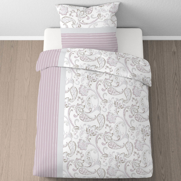 Castell Feinbiber Bettwäsche Paisley viola, 1x 135x200 cm + 1x 80x80 cm