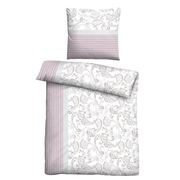 Castell Feinbiber Bettwäsche Paisley viola, 1x 155x220 cm + 1x 80x80 cm
