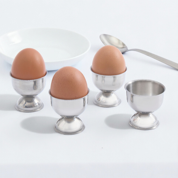 4er Set Eierbecher Edelstahl silberfarben