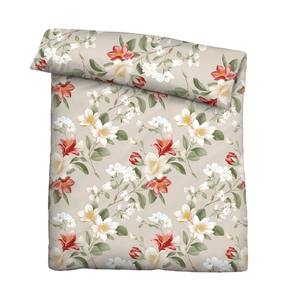 Castell Baumwoll Edelflanell Bettwäsche Floral kitt, 1x 135x200 cm + 1x 80x80 cm