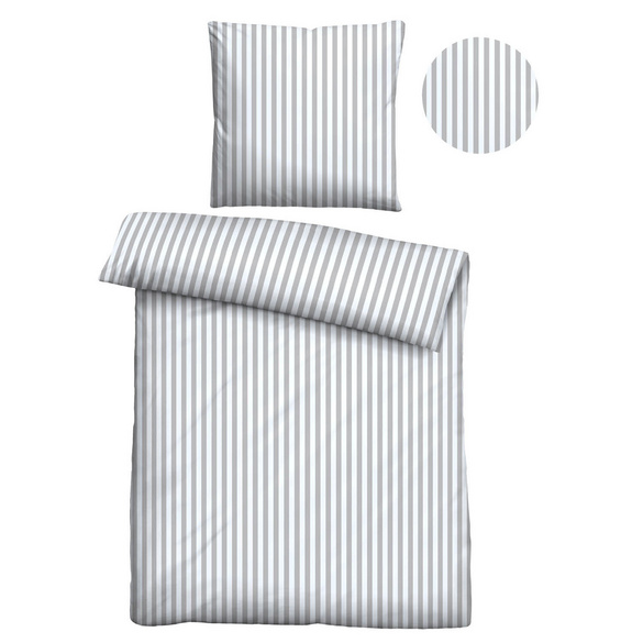 Castell Jersey Bettwäsche Längsstreifen grau, 1x 135x200 cm + 1x 80x80 cm