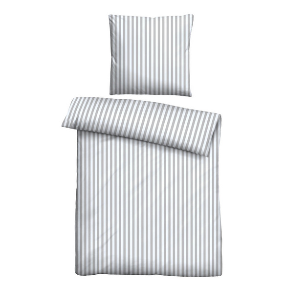 Castell Jersey Bettwäsche Längsstreifen grau, 1x 135x200 cm + 1x 80x80 cm