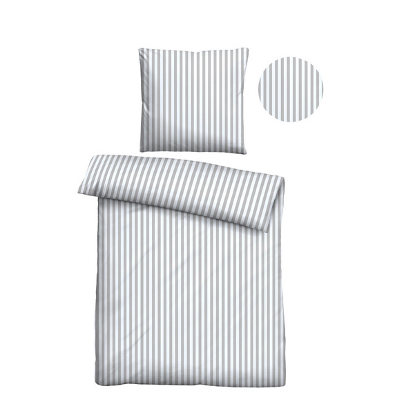 Castell Jersey Bettwäsche Längsstreifen grau, 1x 155x220 cm + 1x 80x80 cm