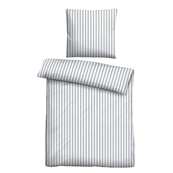 Castell Jersey Bettwäsche Längsstreifen grau, 1x 155x220 cm + 1x 80x80 cm