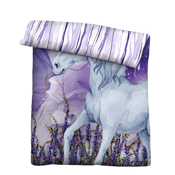 Castell Baumwoll Renforce Bettwäsche Einhorn violett, 1x 135x200 cm + 1x 80x80 cm