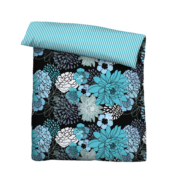 Castell Baumwoll Renforce Bettwäsche Blumen türkis, 1x 135x200 cm + 1x 80x80 cm