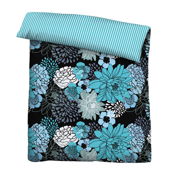 Castell Baumwoll Renforce Bettwäsche Blumen türkis, 1x 155x220 cm + 1x 80x80 cm