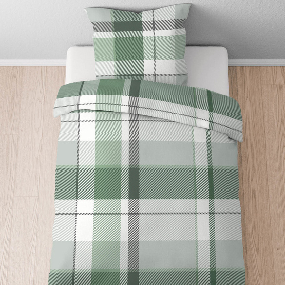 Castell Feinbiber Bettwäsche Karo groß mint, 1x 155x220 cm + 1x 80x80 cm