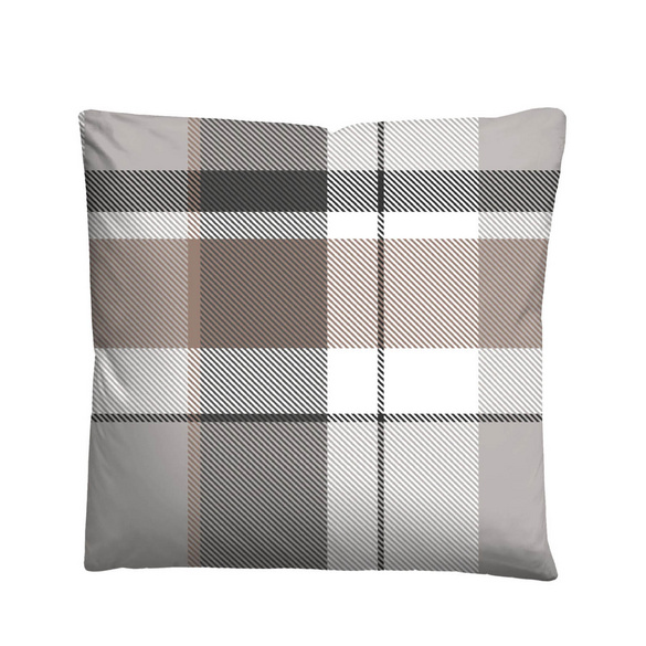 Castell Feinbiber Bettwäsche Karo groß taupe, 1x 135x200 cm + 1x 80x80 cm