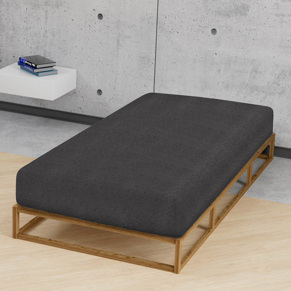 biberna Spannbetttuch Melange uni titanium, 1x 90x190 cm - 100x200 cm