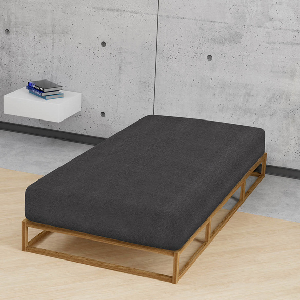 biberna Spannbetttuch Melange uni titanium, 1x 180x200 cm - 200x200 cm