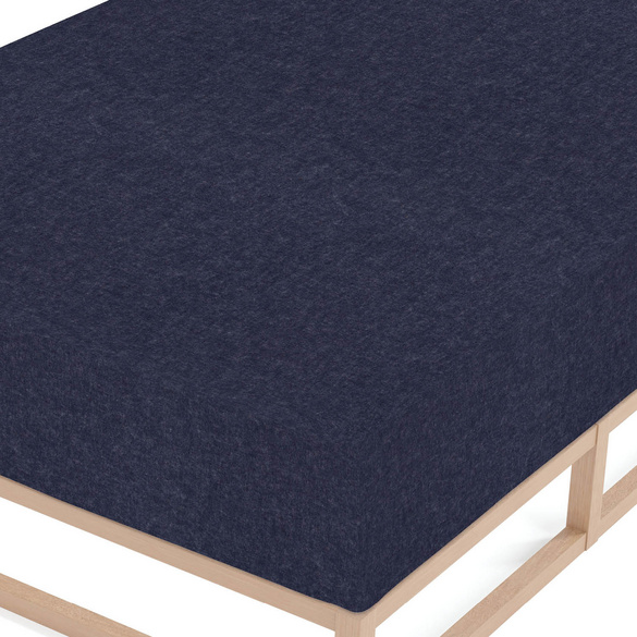 biberna Spannbetttuch Melange uni marine, 1x 90x190 cm - 100x200 cm