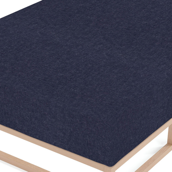 biberna Spannbetttuch Melange uni marine, 1x 180x200 cm - 200x200 cm