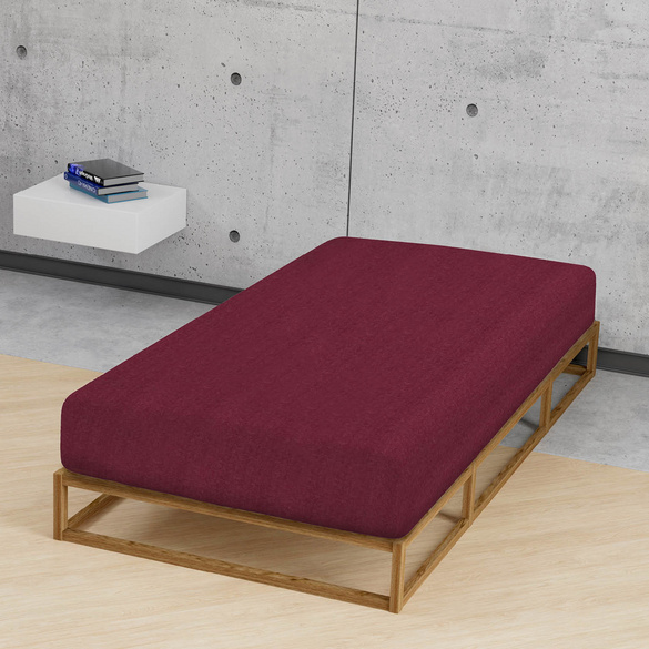biberna Spannbetttuch Melange uni burgund, 1x 90x190 cm - 100x200 cm