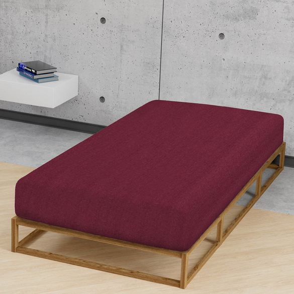 biberna Spannbetttuch Melange uni burgund, 1x 140x200 cm - 160x200 cm