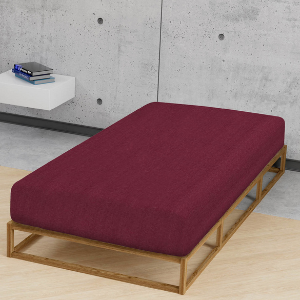 biberna Spannbetttuch Melange uni burgund, 1x 180x200 cm - 200x200 cm