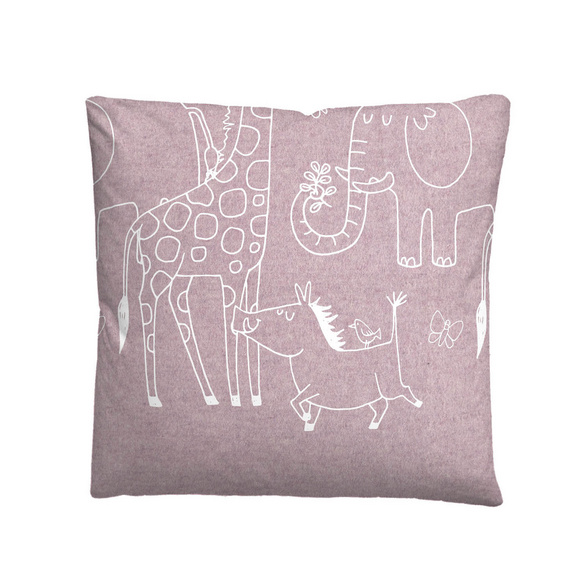 biberna Melange-Flanell Bettwäsche Tiere brombeer, 1x 135x200 cm + 1x 80x80 cm