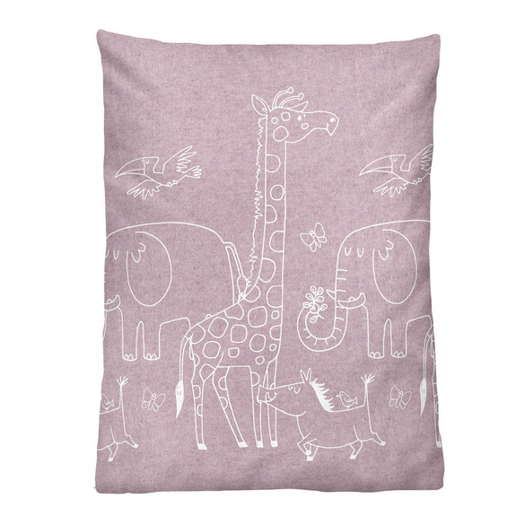 biberna Melange-Flanell Bettwäsche Tiere brombeer, 1x 100x135 cm + 1x 40x60 cm