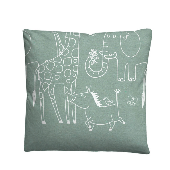 biberna Melange-Flanell Bettwäsche Tiere fichte, 1x 135x200 cm + 1x 80x80 cm
