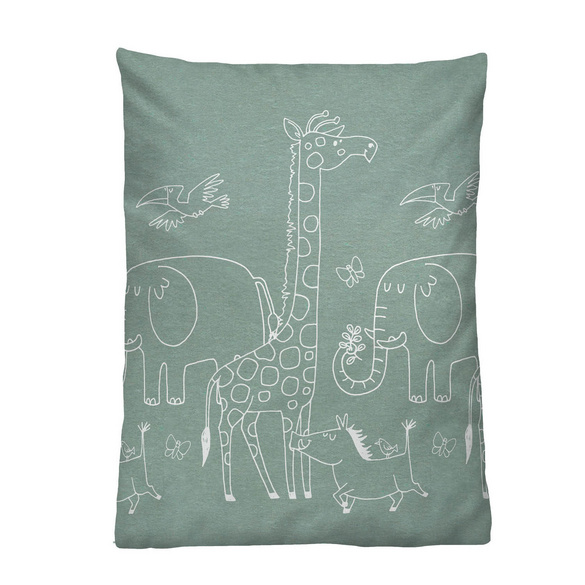 biberna Melange-Flanell Bettwäsche Tiere fichte, 1x 100x135 cm + 1x 40x60 cm