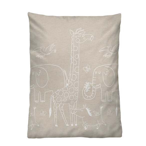 biberna Melange-Flanell Bettwäsche Tiere kitt, 1x 100x135 cm + 1x 40x60 cm