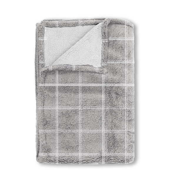 biberna Sherpa Wohndecke Sherpa grau, 1x 150x200 cm