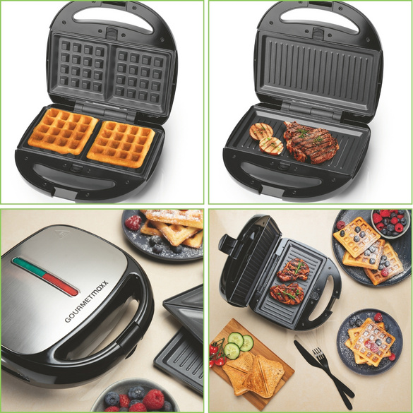 3‑in‑1 Sandwichmaker, Kontaktgrill & Waffeleisen GOURMETmaxx