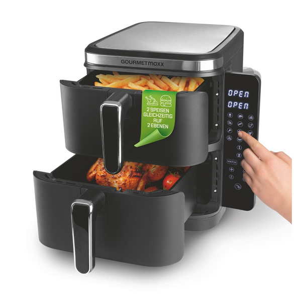 Heißluft-Fritteuse Vertikale 2 x 5 l Doppelkammer GOURMETmaxx
