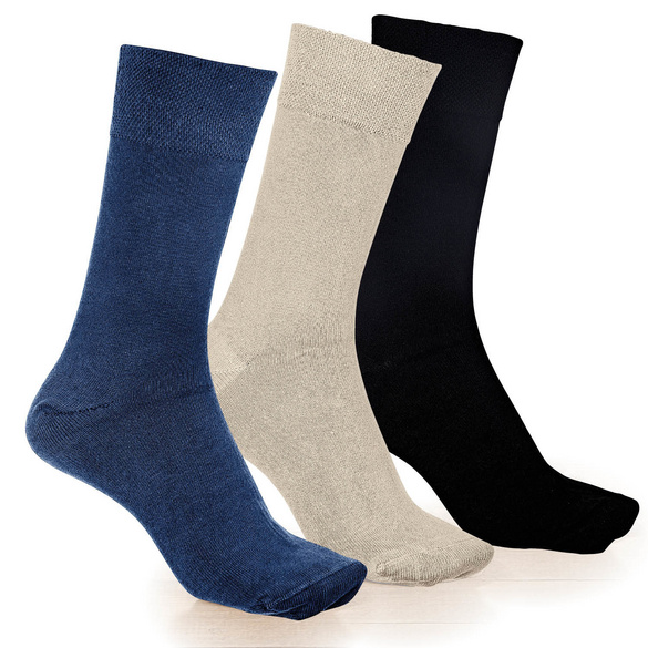 Socken mit Bambusviskose 3er-Set beige-schwarz-blau