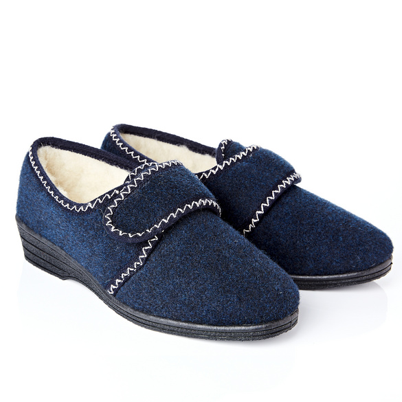 Warme Woll-Pantolette blau