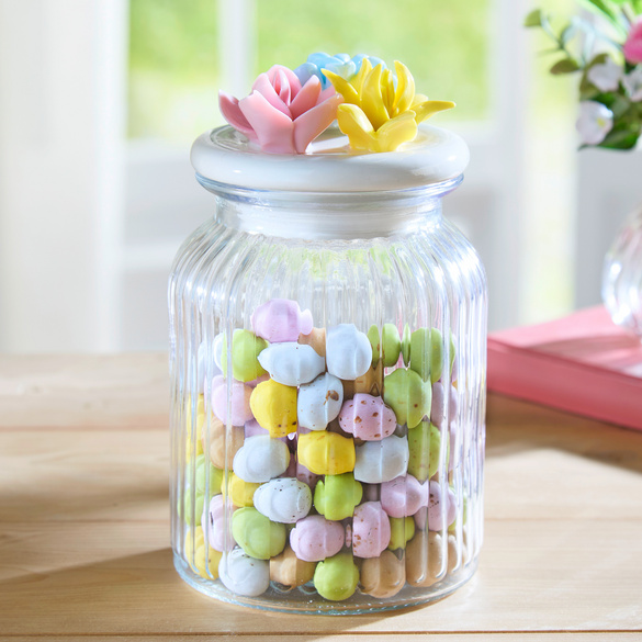 Süßigkeitenglas mit Blumendeckel 900 ml Basilico
