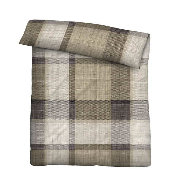 biberna Feinbiber Bettwäsche Karo taupe, 135x200 cm + 80x80 cm