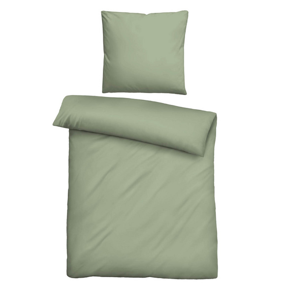 biberna Tencel-Flanell Bettwäsche uni oliv, 135x200 cm + 80x80 cm