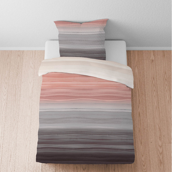 biberna Satin Bettwäsche Streifen gold, 135x200 cm + 80x80 cm