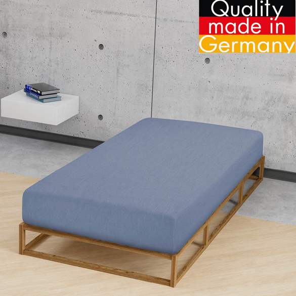 biberna Spannbetttuch Melange blau, 140x200 cm - 160x200 cm